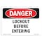 Signmission OSHA Danger Sign, Lockout Before Entering, 14in X 10in Rigid Plastic, 10" W, 14" L, Landscape OS-DS-P-1014-L-2429 - alternate 1